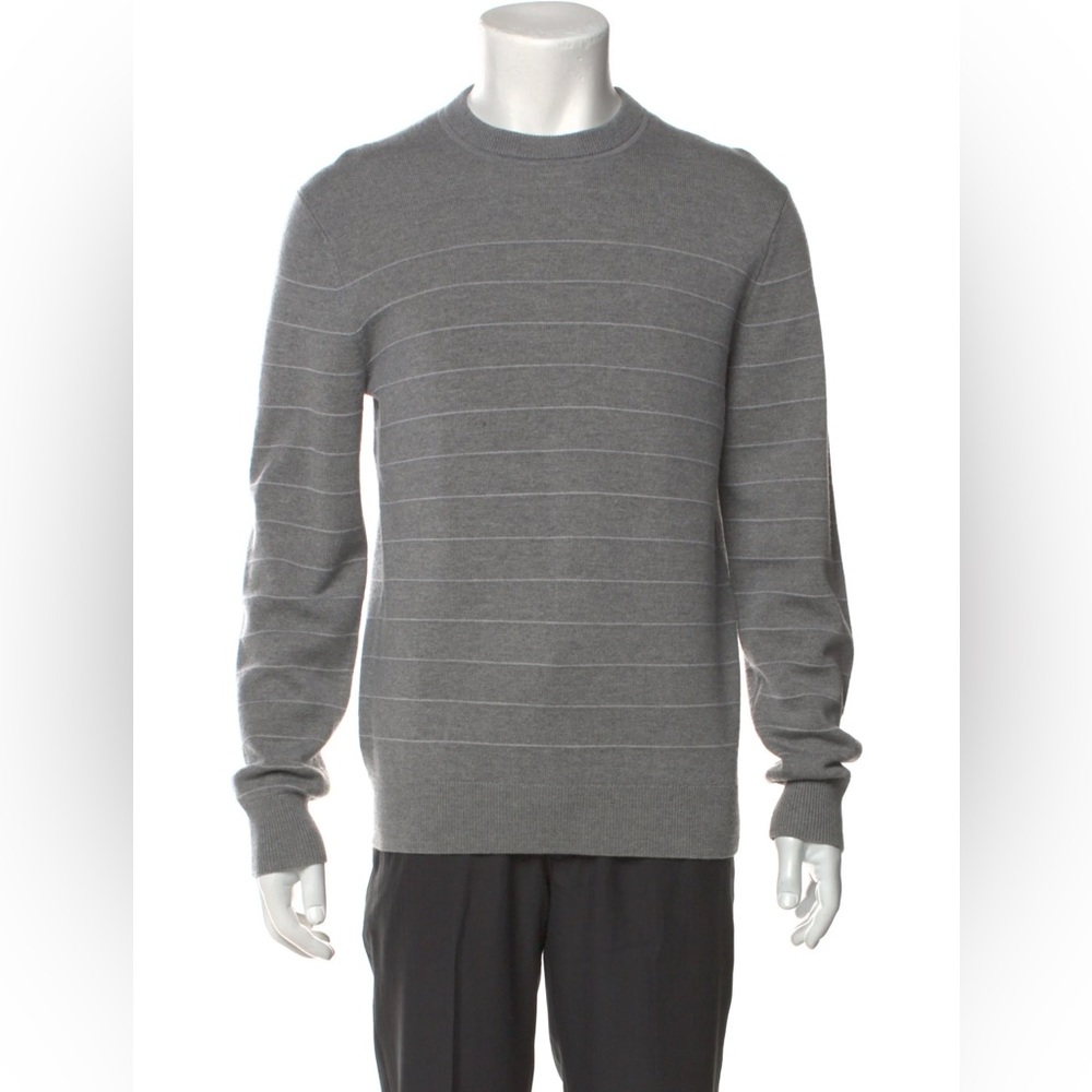 Theory Men’s Gray And White Stripped Sweater Sz XL